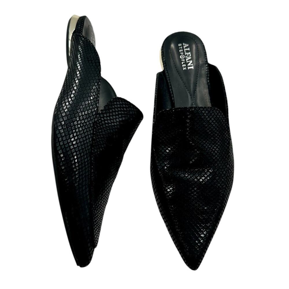Alfani Serrice Black Pointed Toe Slip On Flat Mules Size 8.5